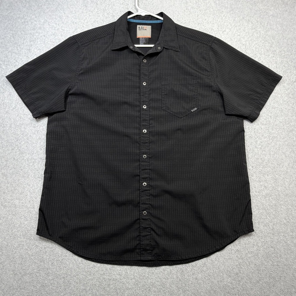 5.11 Tactical Shirt Men Large Black Short Sleeve Snap Concealed Carry Flex Mesh